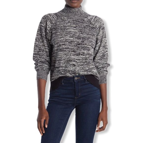 Splendid Heathered Grey Mock Neck Sweater Long Sleeve NWT size Large - Picture 1 of 10